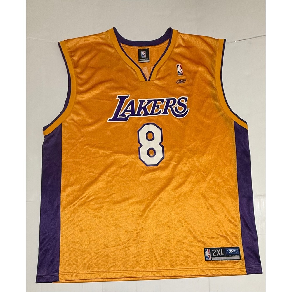 Vintage Reebok Los Angeles Lakers Kobe Bryant 8 Jersey Yellow Purple Mens 2XL‎